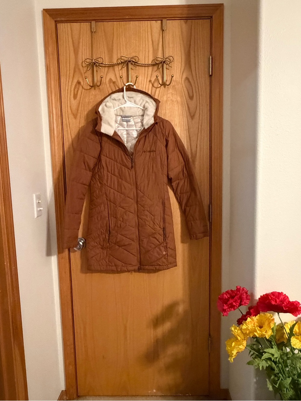Columbia Women's Rust Brown Quilted Hooded Puffer Coat